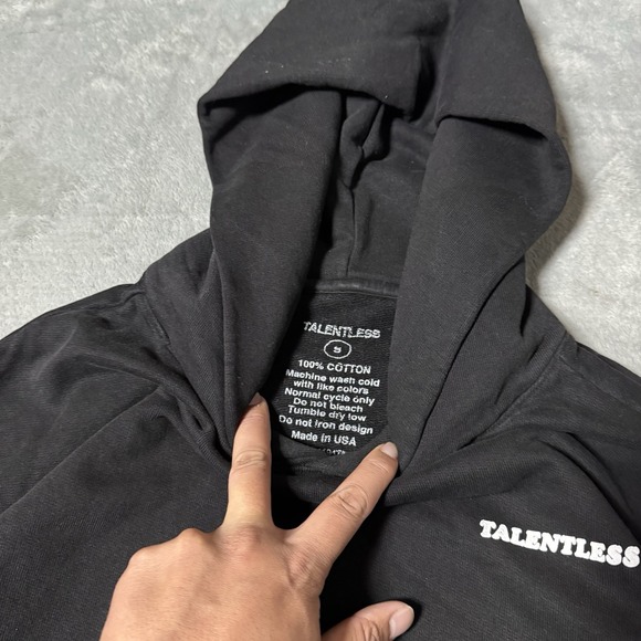 Talentless Heavy Black Long Sleeve Hoodie Sweatshirt Men's S Wash Your Hands - Picture 4 of 9